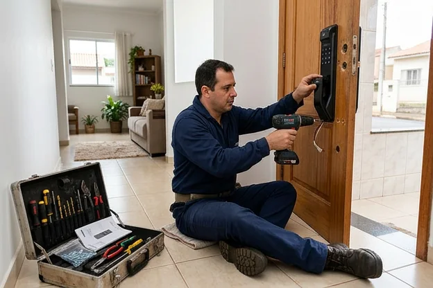 Chaveiro instalando uma fechadura digital em São Carlos.